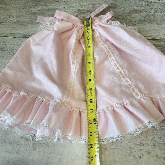 Baby Bliss Pink Dress Swiss Dot Ruffle Apron Tie Bloomers Set Sz XL 60’s Girl - Picture 8 of 9